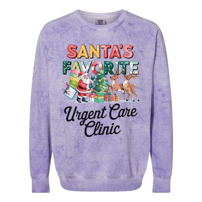 SantaS Favorite Urgent Care Clinic Merry Christmas Colorblast Crewneck Sweatshirt