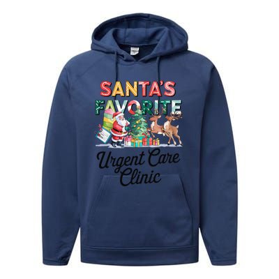 SantaS Favorite Urgent Care Clinic Merry Christmas Performance Fleece Hoodie