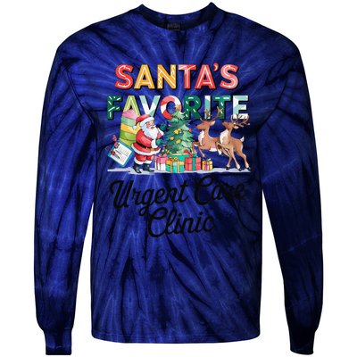 SantaS Favorite Urgent Care Clinic Merry Christmas Tie-Dye Long Sleeve Shirt