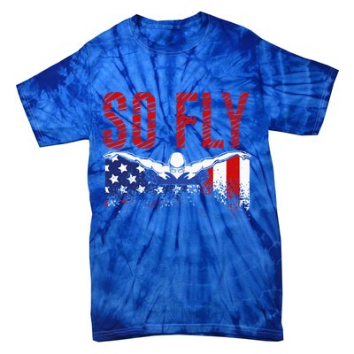 So Fly USA Swimming Team Sports Athlete US Swim Aquatic Tie-Dye T-Shirt