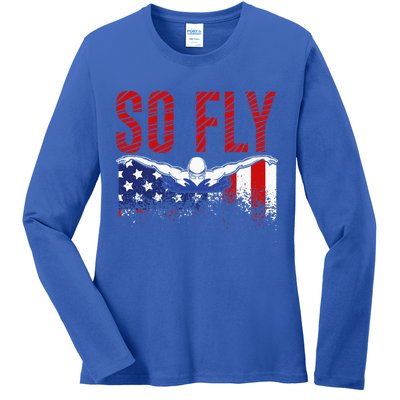 So Fly USA Swimming Team Sports Athlete US Swim Aquatic Ladies Long Sleeve Shirt