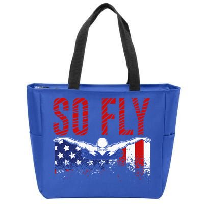 So Fly USA Swimming Team Sports Athlete US Swim Aquatic Zip Tote Bag