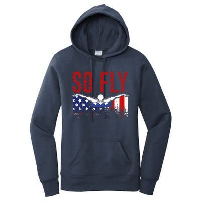 So Fly USA Swimming Team Sports Athlete US Swim Aquatic Women's Pullover Hoodie