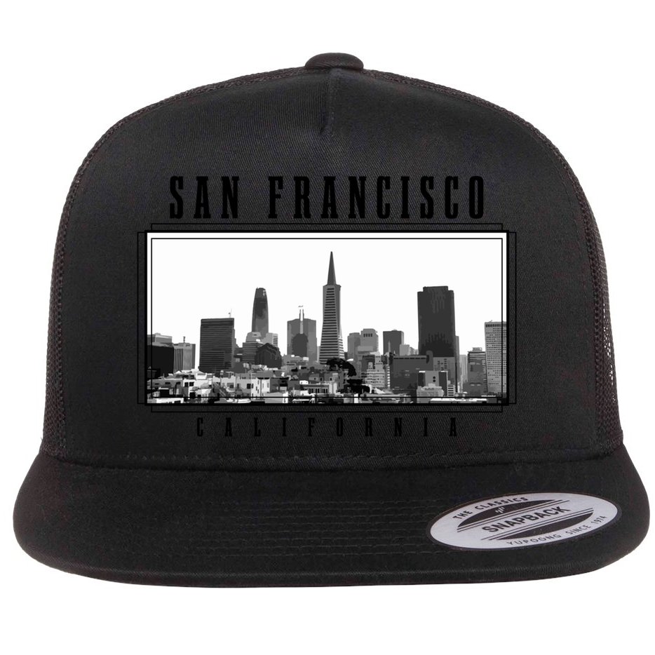 San Francisco Vintage Skyline California San Francisco Gift Flat Bill Trucker Hat