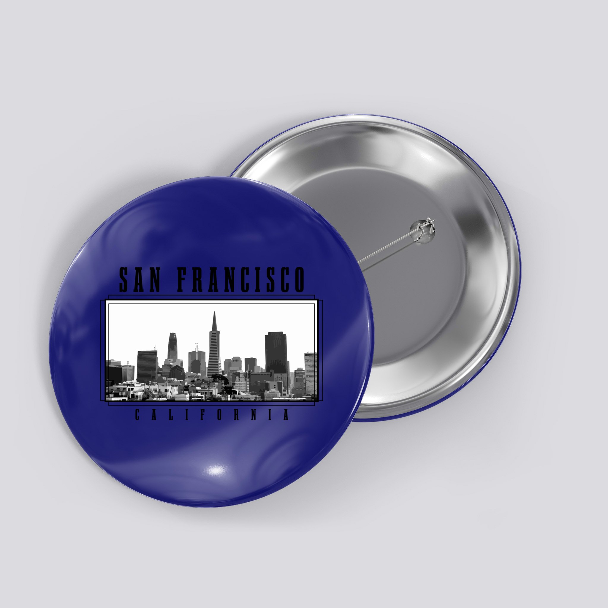 San Francisco Vintage Skyline California San Francisco Gift Button