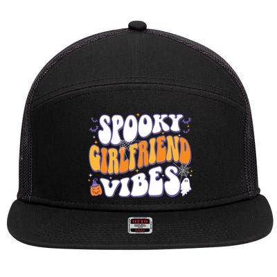 Spooky Friend Vibes Halloween Gift 7 Panel Mesh Trucker Snapback Hat