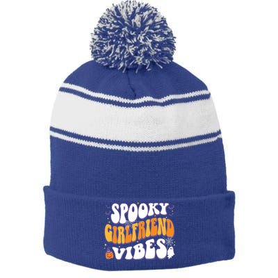 Spooky Friend Vibes Halloween Gift Stripe Pom Pom Beanie