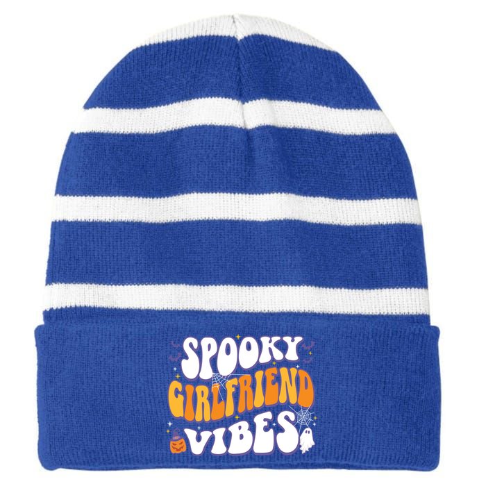 Spooky Friend Vibes Halloween Gift Striped Beanie with Solid Band