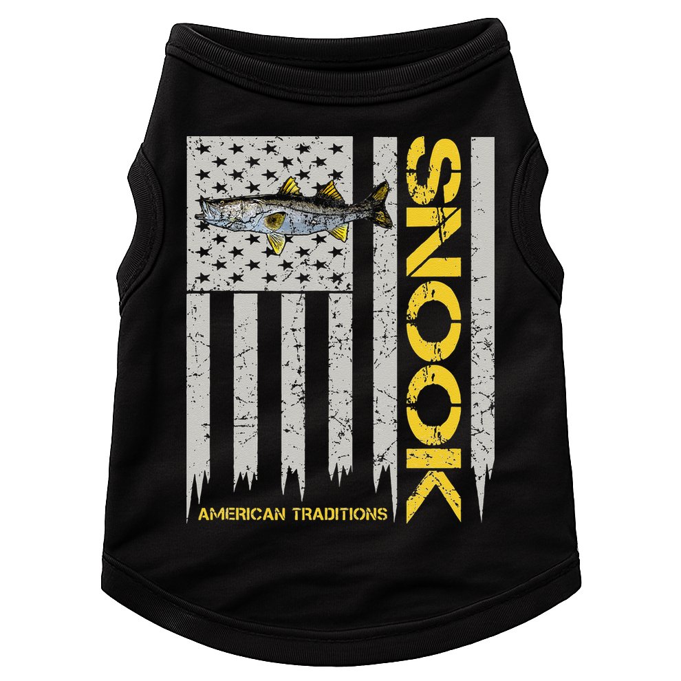 Snook Fisherman Vintage Style American Flag Snook Art Fish Doggie Tank