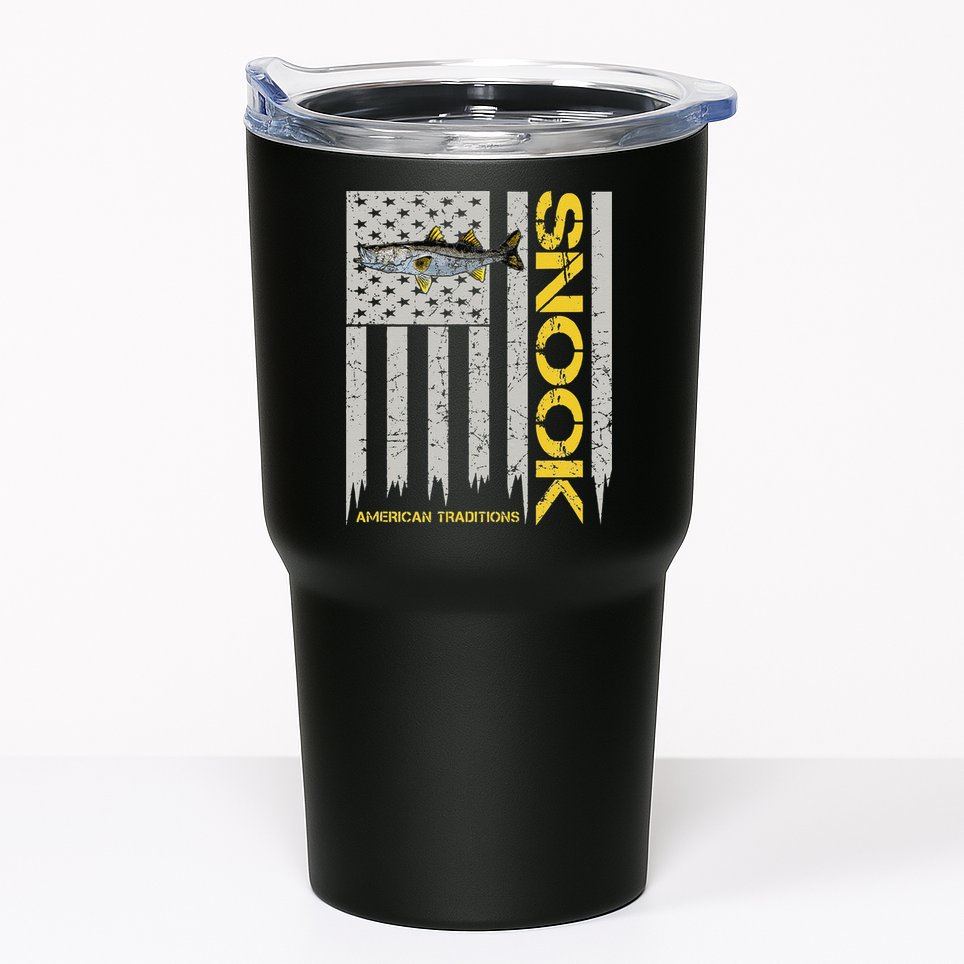 Snook Fisherman Vintage Style American Flag Snook Art Fish Tumbler