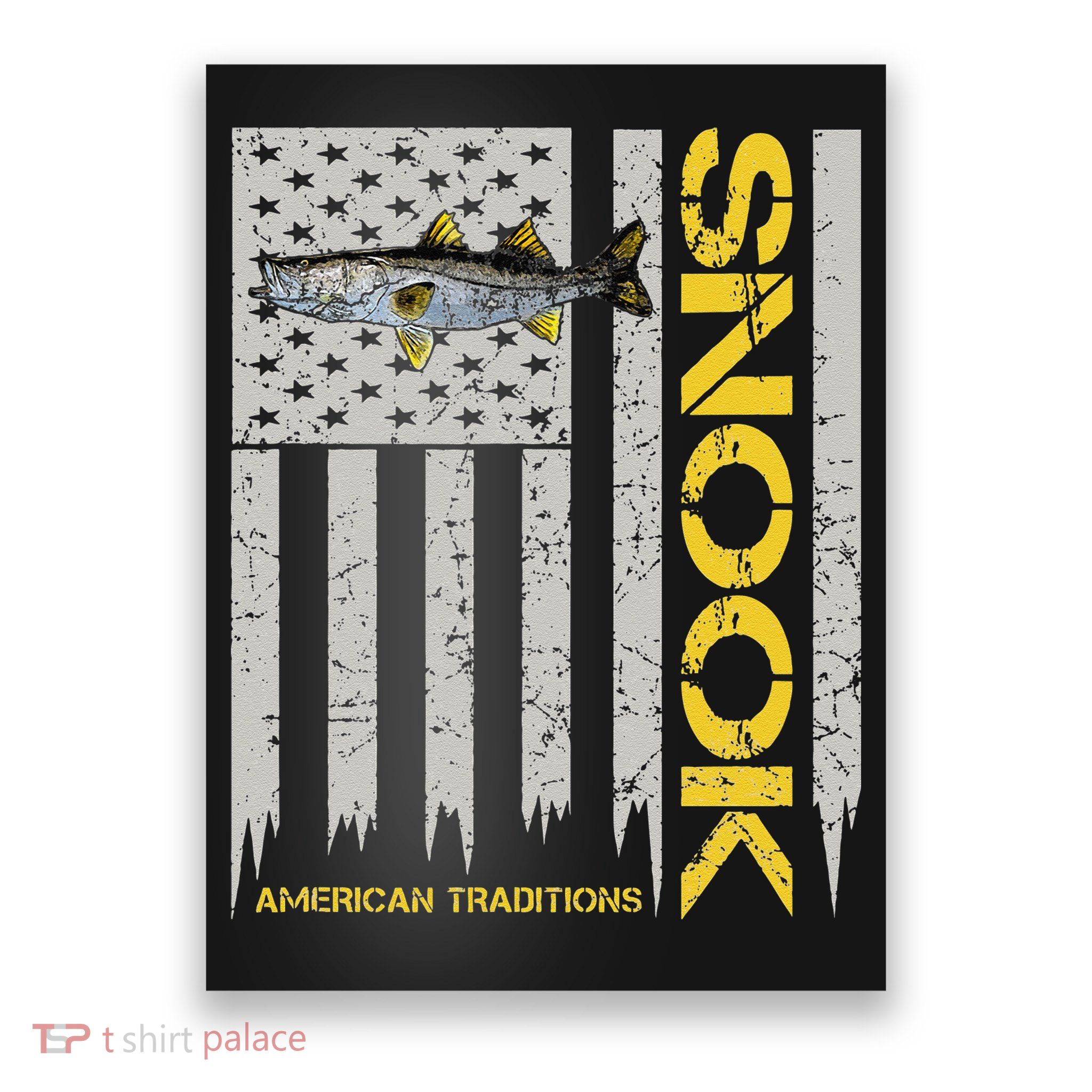 Snook Fisherman Vintage Style American Flag Snook Art Fish Poster