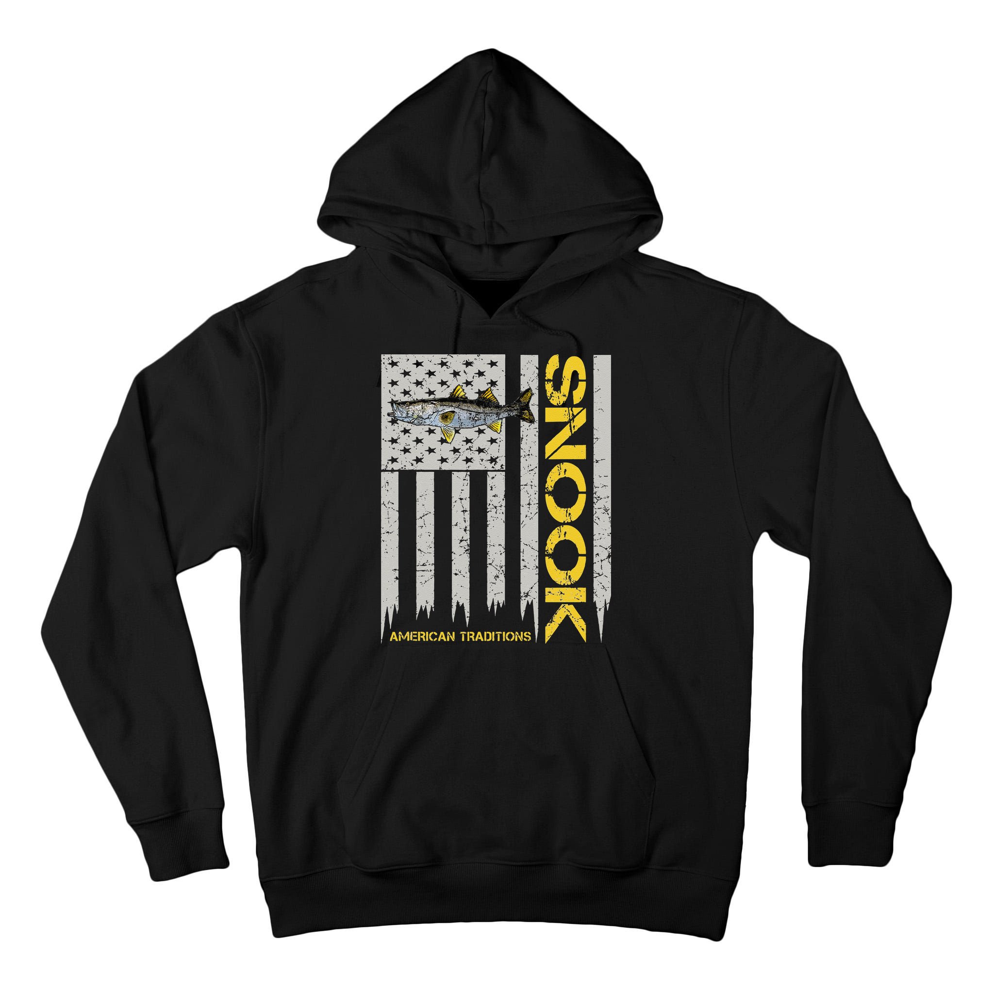 Snook Fisherman Vintage Style American Flag Snook Art Fish Tall Hoodie