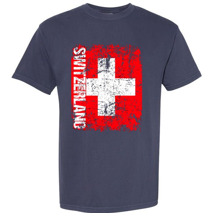 SWITZERLAND Flag Vintage Distressed SWISS Garment-Dyed Heavyweight T-Shirt