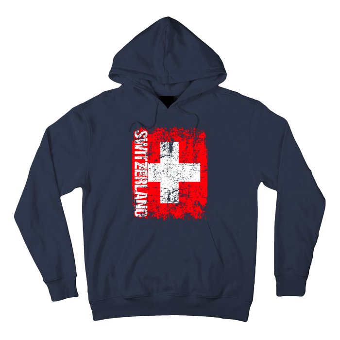 SWITZERLAND Flag Vintage Distressed SWISS Hoodie