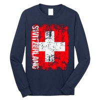 SWITZERLAND Flag Vintage Distressed SWISS Long Sleeve Shirt