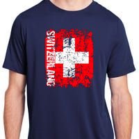 SWITZERLAND Flag Vintage Distressed SWISS Adult ChromaSoft Performance T-Shirt