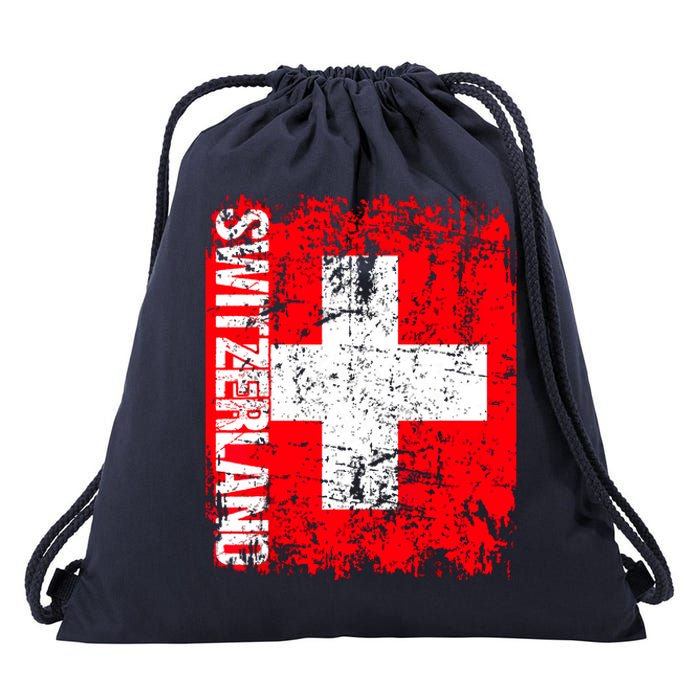 SWITZERLAND Flag Vintage Distressed SWISS Drawstring Bag