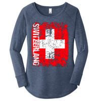 SWITZERLAND Flag Vintage Distressed SWISS Women's Perfect Tri Tunic Long Sleeve Shirt