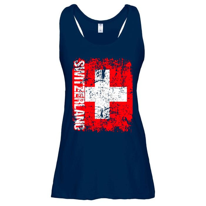 SWITZERLAND Flag Vintage Distressed SWISS Ladies Essential Flowy Tank