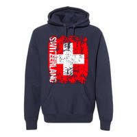 SWITZERLAND Flag Vintage Distressed SWISS Premium Hoodie