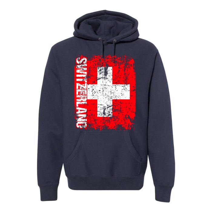 SWITZERLAND Flag Vintage Distressed SWISS Premium Hoodie