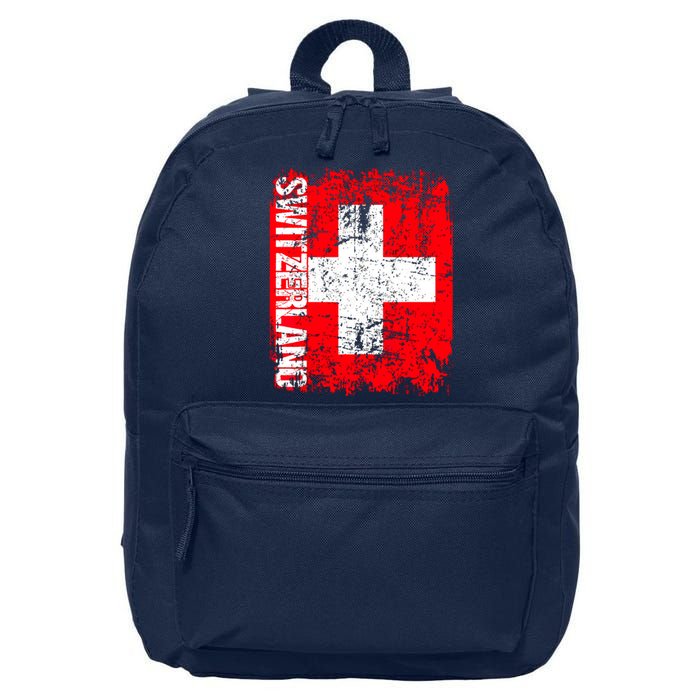 SWITZERLAND Flag Vintage Distressed SWISS 16 in Basic Backpack