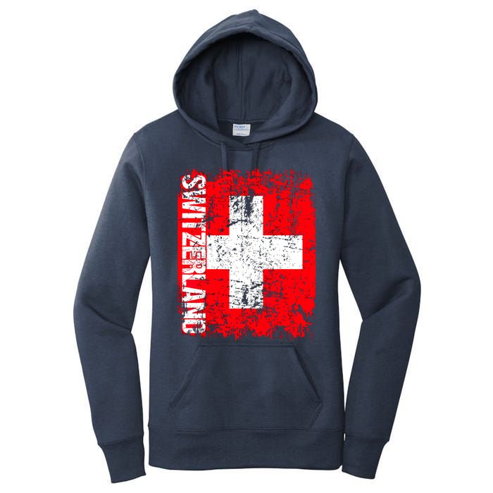 SWITZERLAND Flag Vintage Distressed SWISS Women's Pullover Hoodie