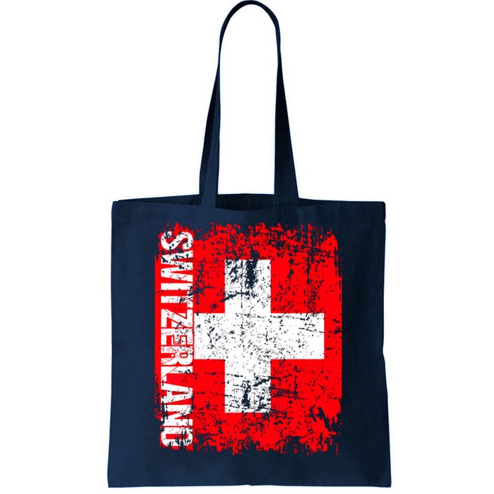 SWITZERLAND Flag Vintage Distressed SWISS Tote Bag