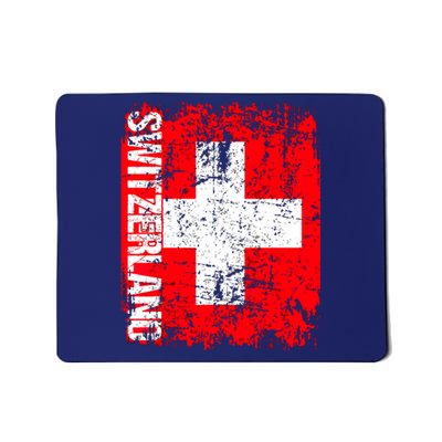 SWITZERLAND Flag Vintage Distressed SWISS Mousepad