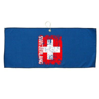 SWITZERLAND Flag Vintage Distressed SWISS Large Microfiber Waffle Golf Towel