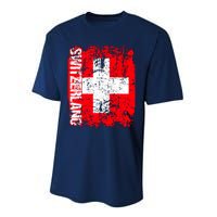 SWITZERLAND Flag Vintage Distressed SWISS Performance Sprint T-Shirt