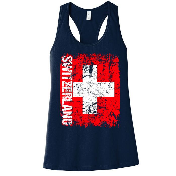 SWITZERLAND Flag Vintage Distressed SWISS Women's Racerback Tank