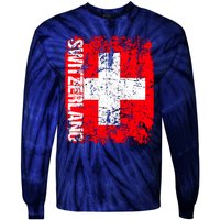 SWITZERLAND Flag Vintage Distressed SWISS Tie-Dye Long Sleeve Shirt