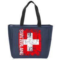 SWITZERLAND Flag Vintage Distressed SWISS Zip Tote Bag