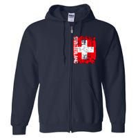 SWITZERLAND Flag Vintage Distressed SWISS Full Zip Hoodie