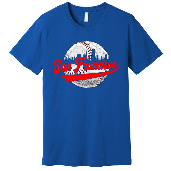 San Francisco Vintage Baseball Lover Retro Game Day Dad Mom Funny Gift Premium T-Shirt