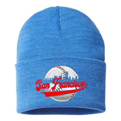 San Francisco Vintage Baseball Lover Retro Game Day Dad Mom Funny Gift Sustainable Knit Beanie