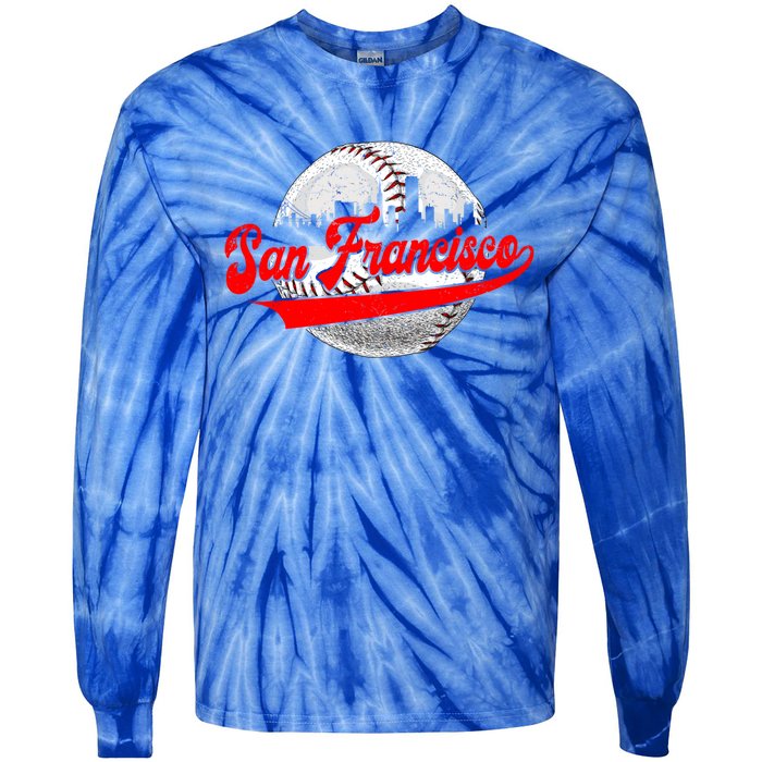 San Francisco Vintage Baseball Lover Retro Game Day Dad Mom Funny Gift Tie-Dye Long Sleeve Shirt