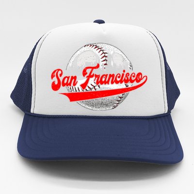 San Francisco Vintage Baseball Lover Retro Game Day Dad Mom Funny Gift Trucker Hat