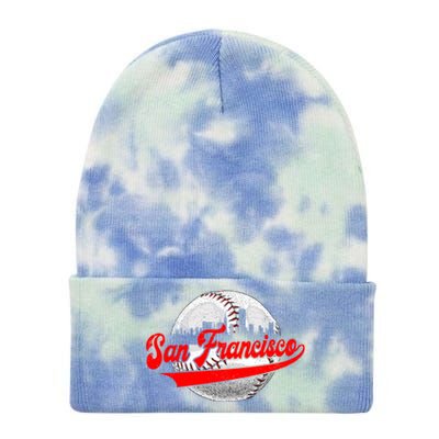 San Francisco Vintage Baseball Lover Retro Game Day Dad Mom Funny Gift Tie Dye 12in Knit Beanie