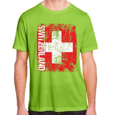 Switzerland Flag Vintage Distressed Swiss Adult ChromaSoft Performance T-Shirt