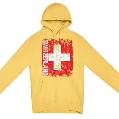 Switzerland Flag Vintage Distressed Swiss Premium Pullover Hoodie