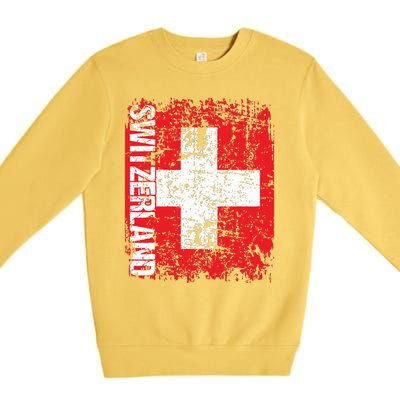 Switzerland Flag Vintage Distressed Swiss Premium Crewneck Sweatshirt