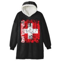 Switzerland Flag Vintage Distressed Swiss Hooded Wearable Blanket