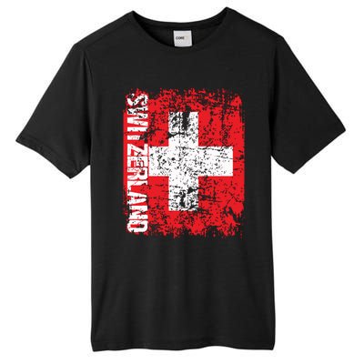 Switzerland Flag Vintage Distressed Swiss Tall Fusion ChromaSoft Performance T-Shirt