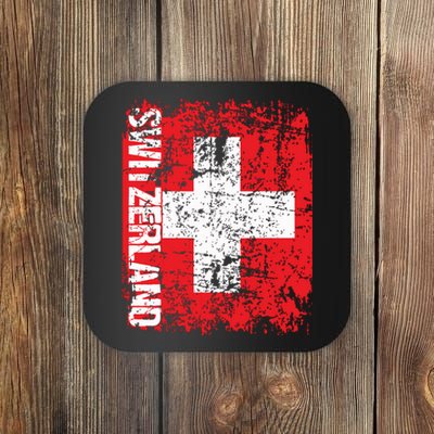 Switzerland Flag Vintage Distressed Swiss Coaster