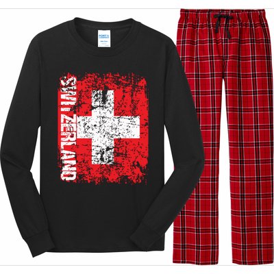 Switzerland Flag Vintage Distressed Swiss Long Sleeve Pajama Set