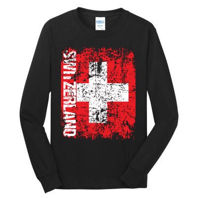 Switzerland Flag Vintage Distressed Swiss Tall Long Sleeve T-Shirt