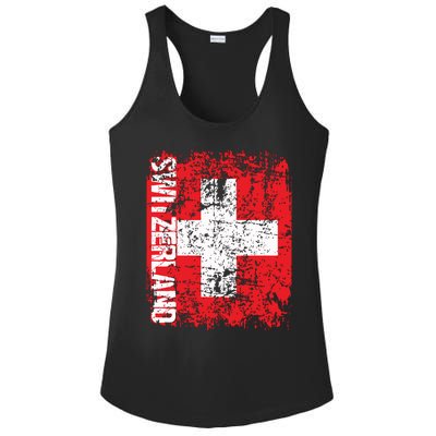 Switzerland Flag Vintage Distressed Swiss Ladies PosiCharge Competitor Racerback Tank