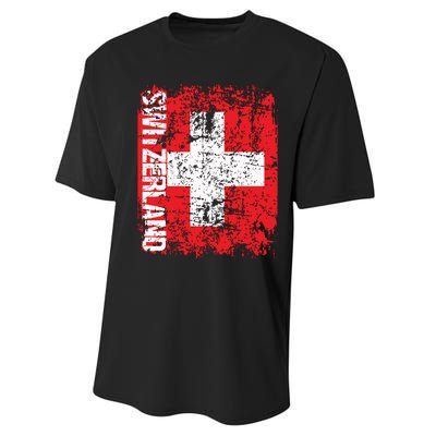 Switzerland Flag Vintage Distressed Swiss Performance Sprint T-Shirt